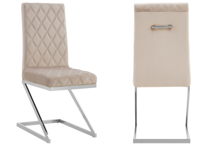 Lot de 6 chaises taupe pied en z argent | Vexta