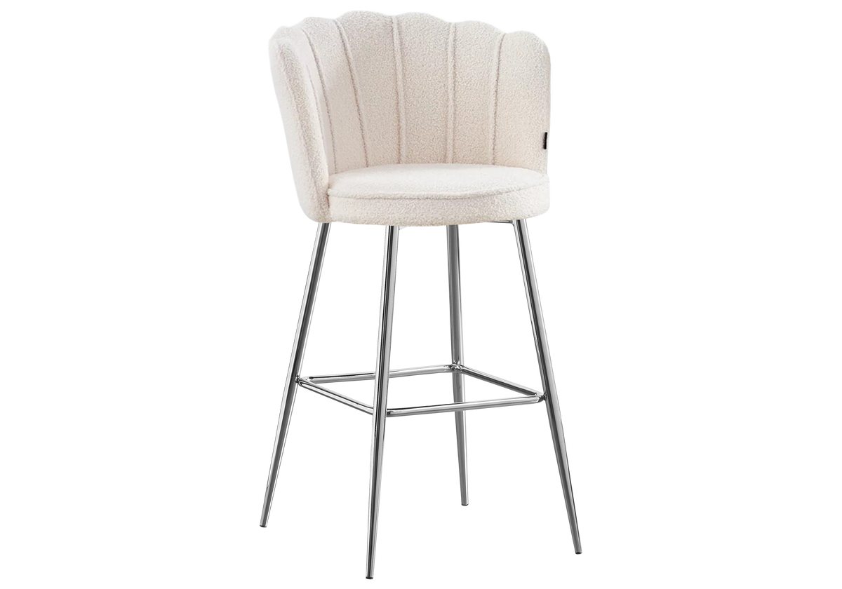 Chaise de bar design coquillage tissu bouclé | Veltra
