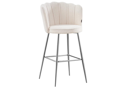 Chaise de bar design coquillage tissu bouclé | Veltra