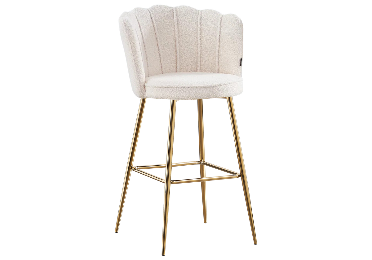 Chaise de bar design coquillage tissu bouclé | Veltra