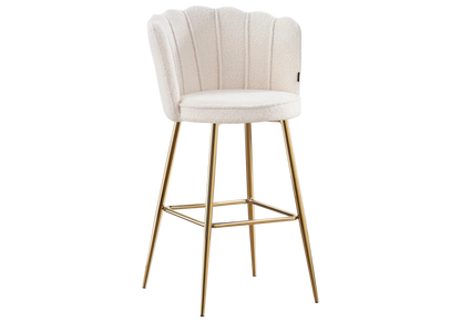 Chaise de bar design coquillage tissu bouclé | Veltra
