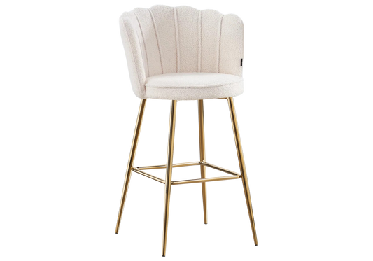 Chaise de bar design coquillage tissu bouclé | Veltra