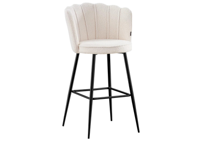 Chaise de bar design coquillage tissu bouclé | Veltra