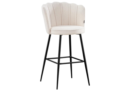 Chaise de bar design coquillage tissu bouclé | Veltra