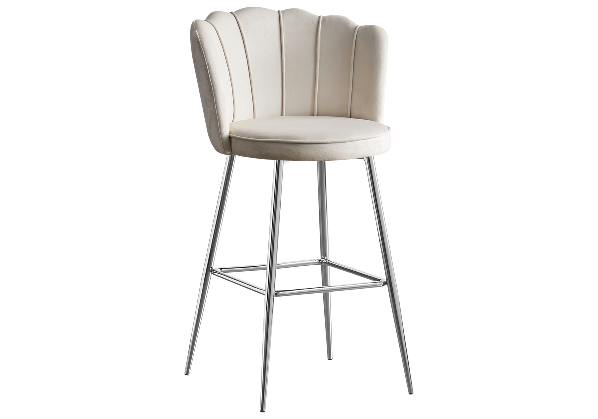 Chaise de bar design coquillage velours écru x2 | Veltra