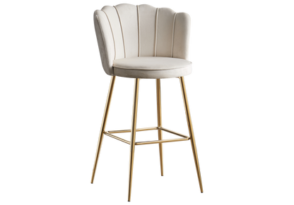 Chaise de bar design coquillage velours écru x2 | Veltra