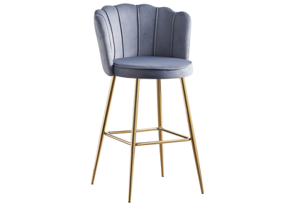 Chaise de bar design coquillage en gris | Veltra