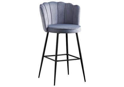 Chaise de bar design coquillage en gris | Veltra