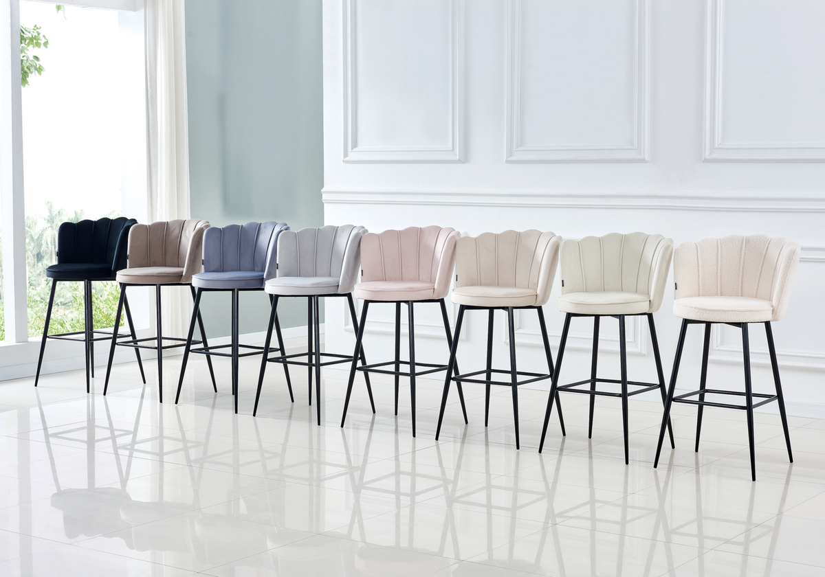 Chaise de bar design coquillage taupe | Veltra