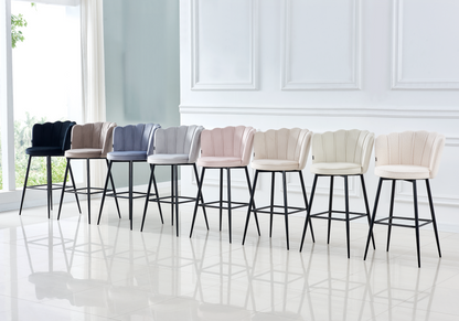 Chaise de bar design coquillage taupe | Veltra