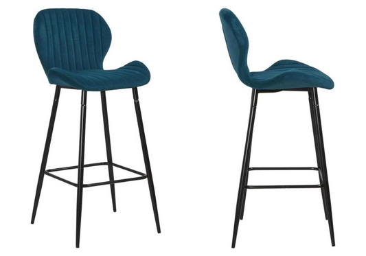 Lot de 4 chaises de bar en bleu canard | Nexa