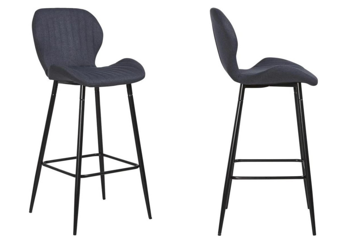 Lot de 4 chaises de bar gris et pieds noirs | Nexa