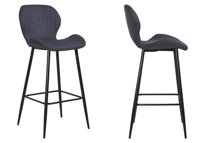 Lot de 4 chaises de bar gris et pieds noirs | Nexa