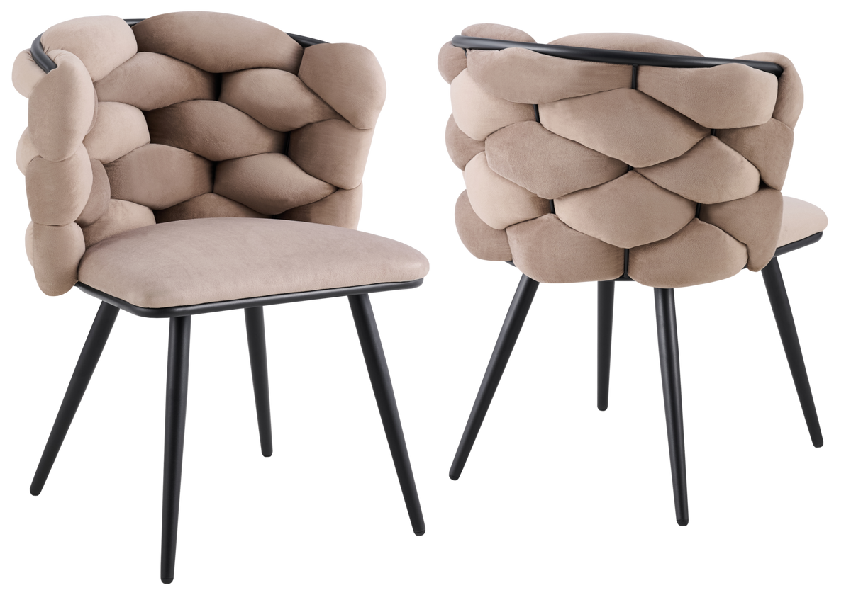 Lot de 2 chaises en taupe pieds noirs | Stratos