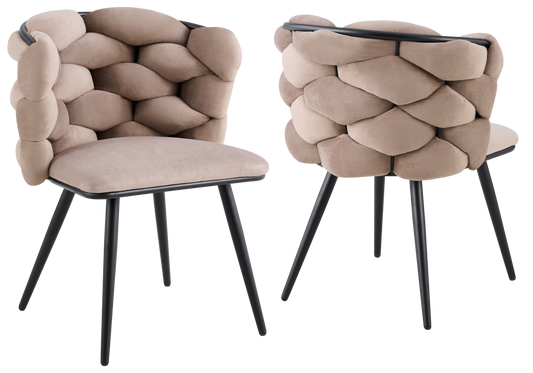Lot de 2 chaises en taupe pieds noirs | Stratos