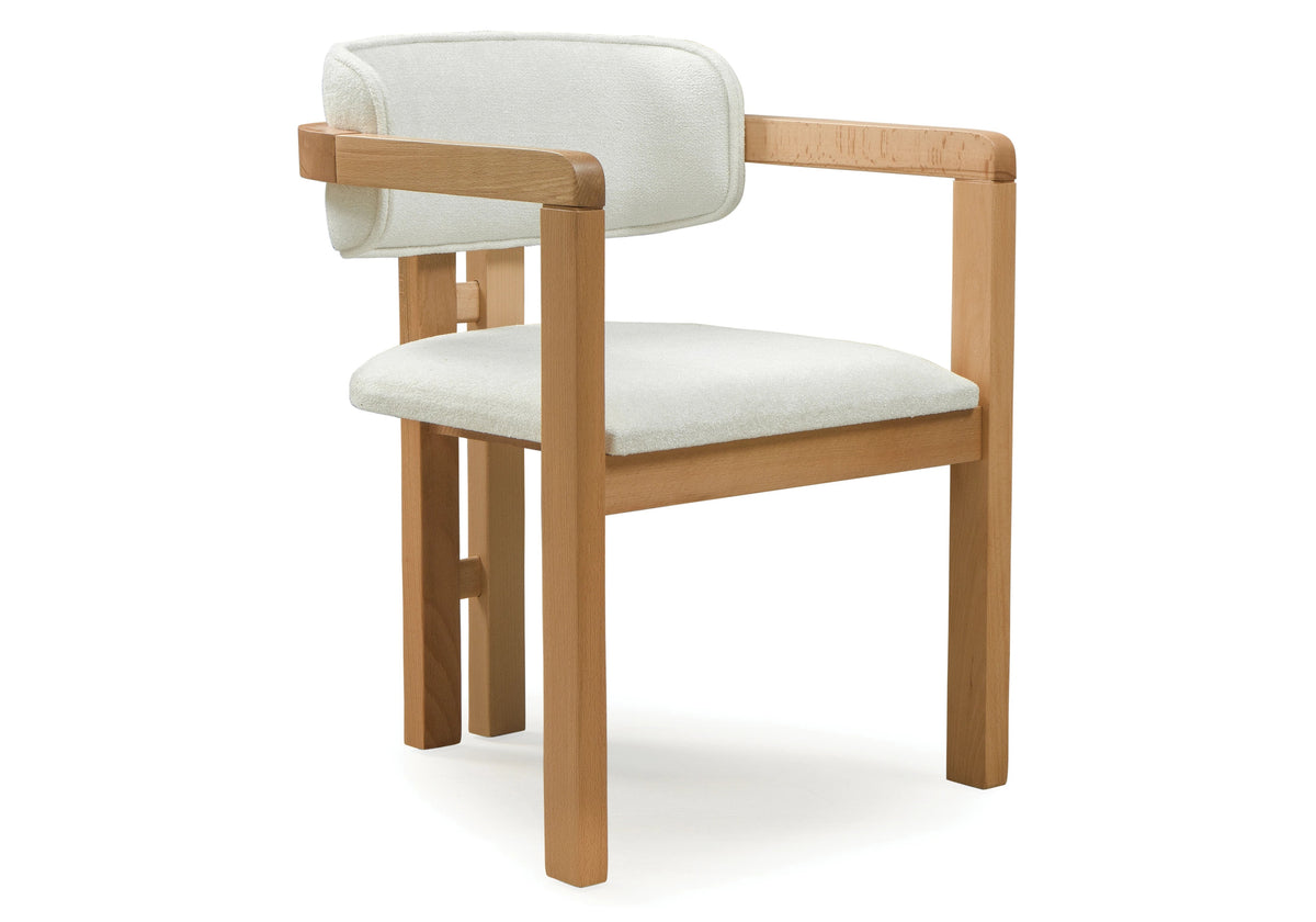 fauteuils table bois bouclette blanche milano x2 - Vue 3 - KOORIS