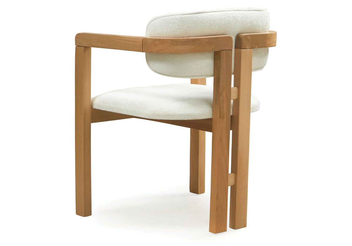 fauteuils table bois bouclette blanche milano x2 - Vue 2 - KOORIS