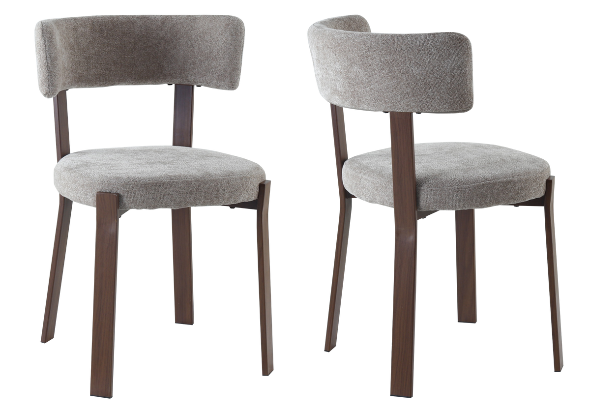 Lot de 4 chaises tissu chiné taupe et noyer | Axio