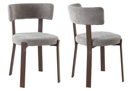 Lot de 4 chaises tissu chiné taupe et noyer | Axio