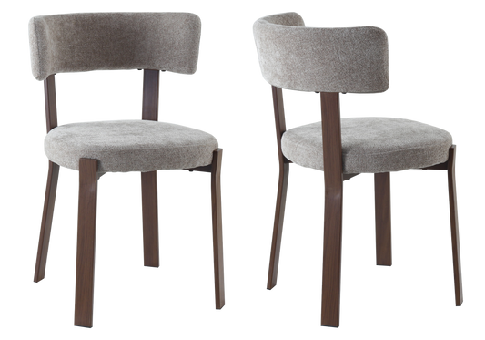 Lot de 4 chaises tissu chiné taupe et noyer | Axio