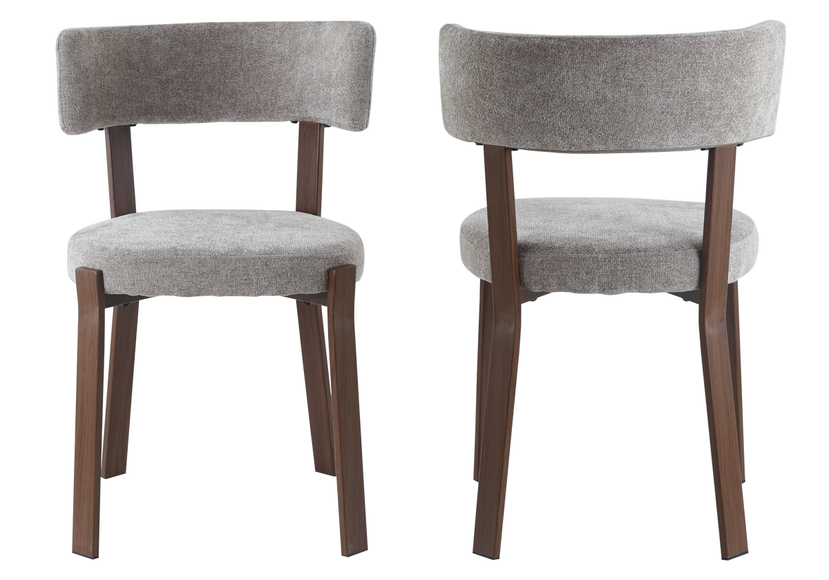 Lot de 4 chaises tissu chiné taupe et noyer | Axio