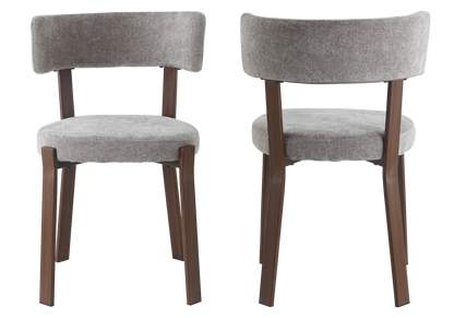 Lot de 4 chaises tissu chiné taupe et noyer | Axio