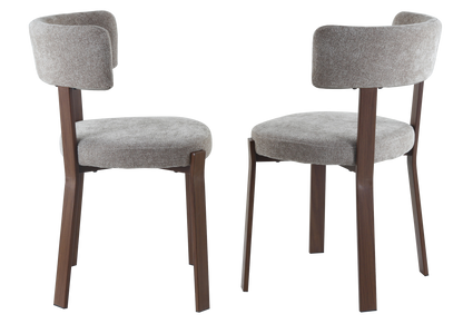 Lot de 4 chaises tissu chiné taupe et noyer | Axio