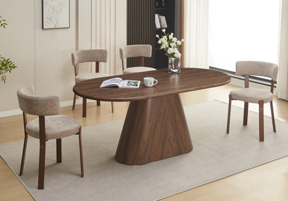 Lot de 4 chaises tissu chiné taupe et noyer | Axio