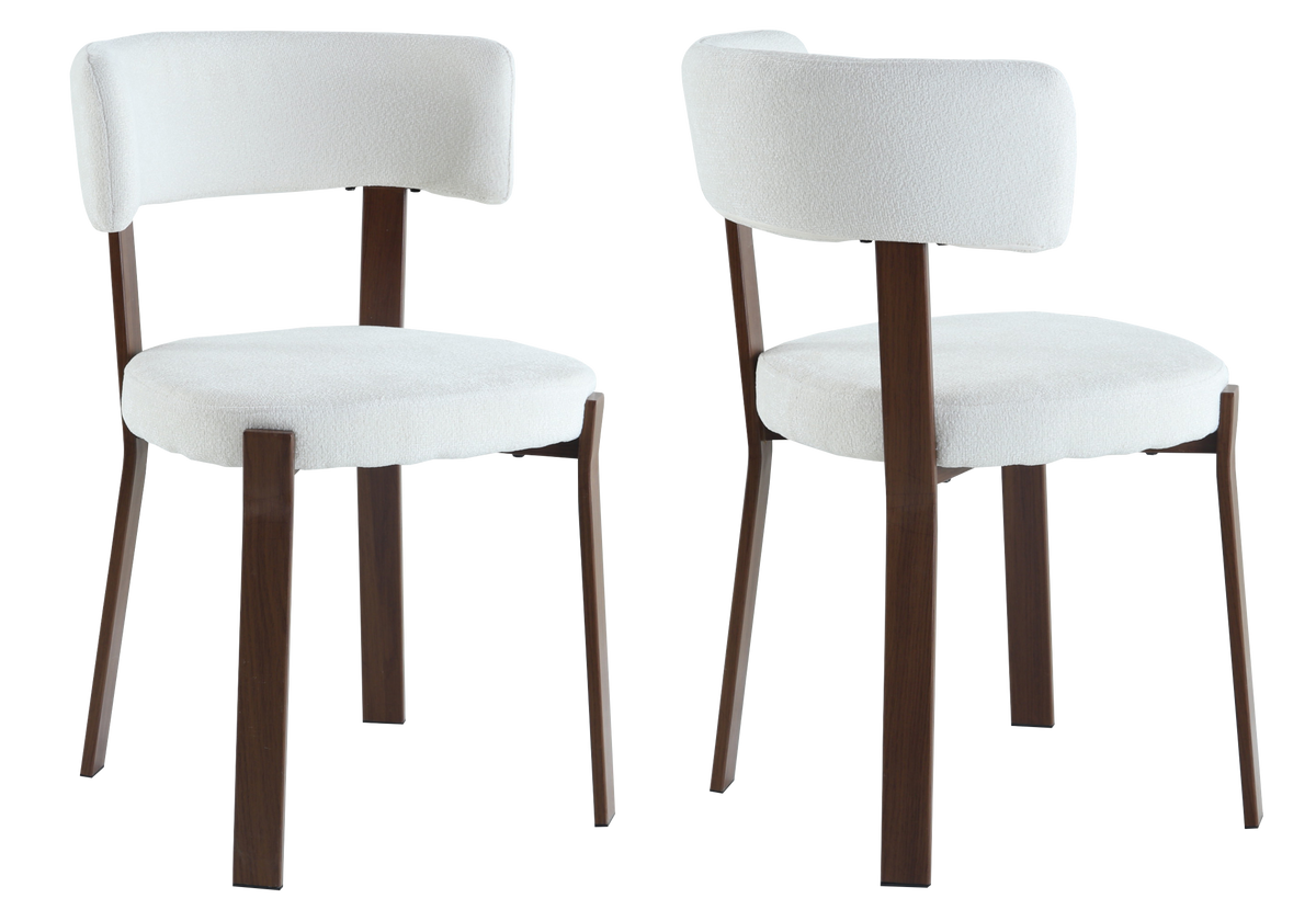 Chaise tissu texturé beige et pieds noyer | Axio