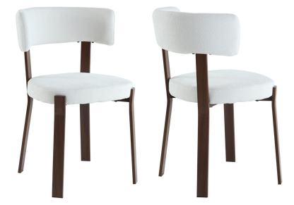Chaise tissu texturé beige et pieds noyer | Axio