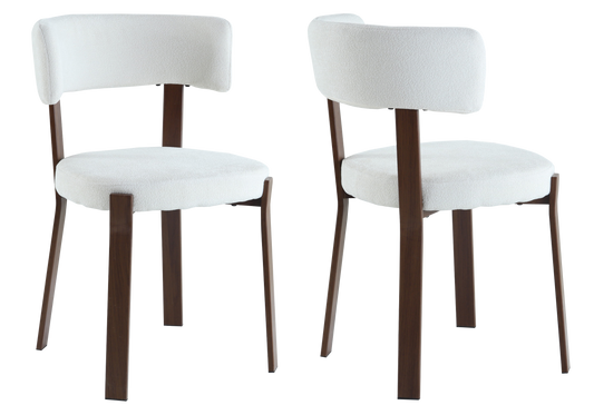 Chaise tissu texturé beige et pieds noyer | Axio