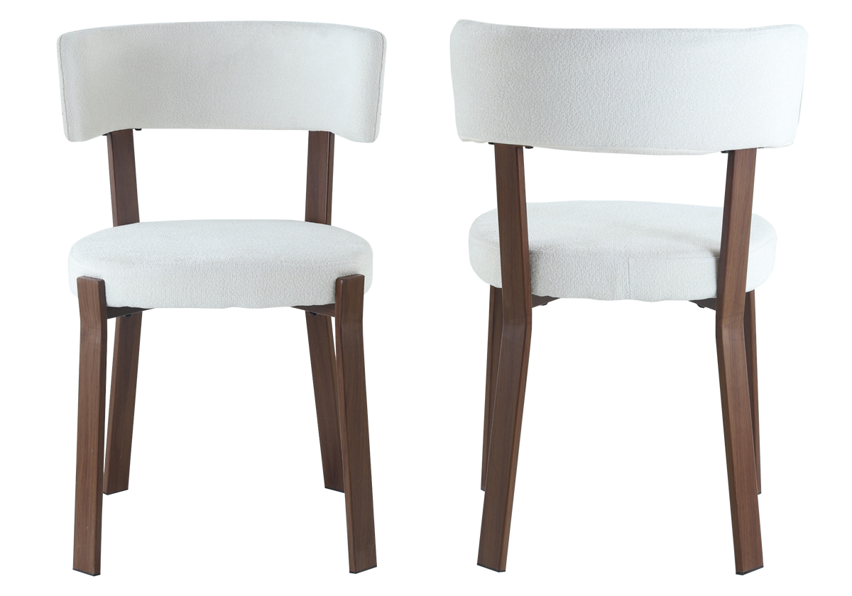 Chaise tissu texturé beige et pieds noyer | Axio