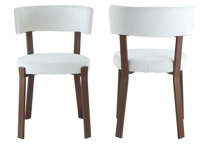 Chaise tissu texturé beige et pieds noyer | Axio