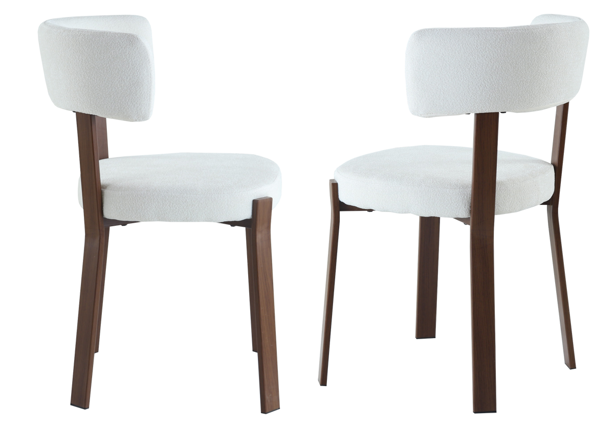 Chaise tissu texturé beige et pieds noyer | Axio
