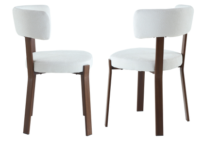 Chaise tissu texturé beige et pieds noyer | Axio