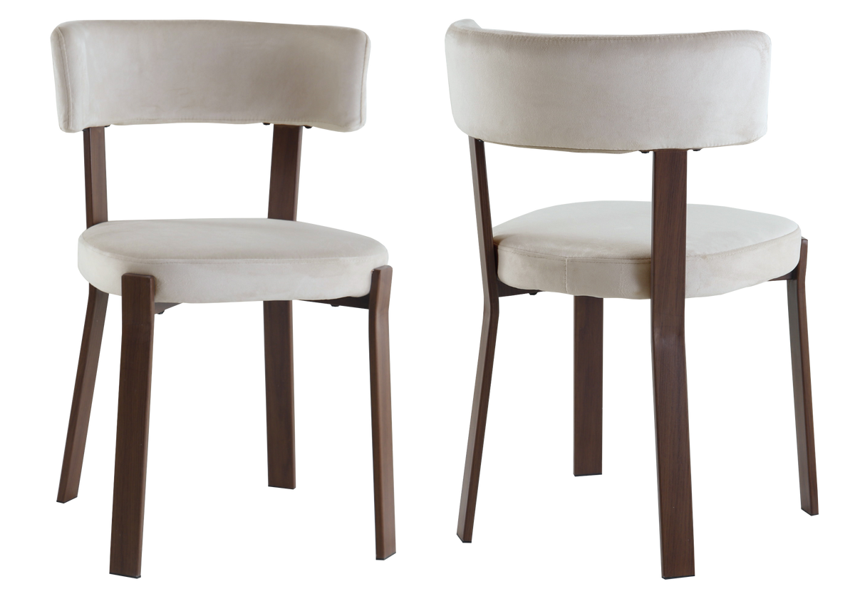 Lot de 4 chaises en beige et pieds noyer | Axio