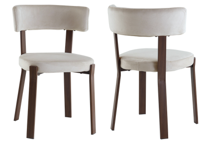 Lot de 4 chaises en beige et pieds noyer | Axio