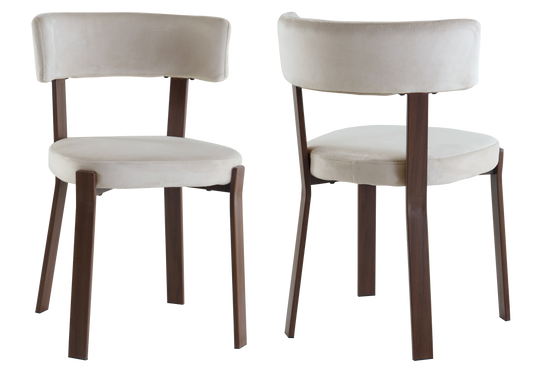 Lot de 4 chaises en beige et pieds noyer | Axio