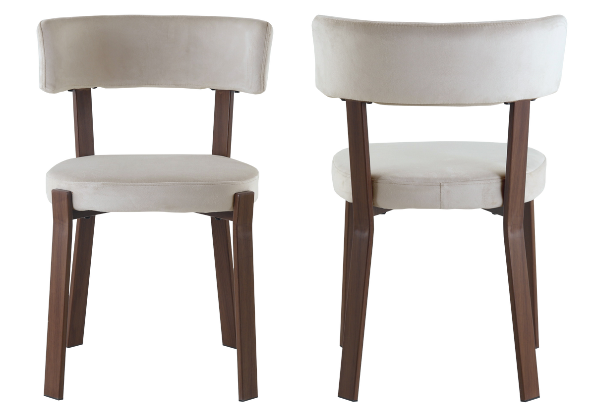 Lot de 4 chaises en beige et pieds noyer | Axio