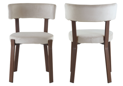 Lot de 4 chaises en beige et pieds noyer | Axio