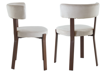 Lot de 4 chaises en beige et pieds noyer | Axio