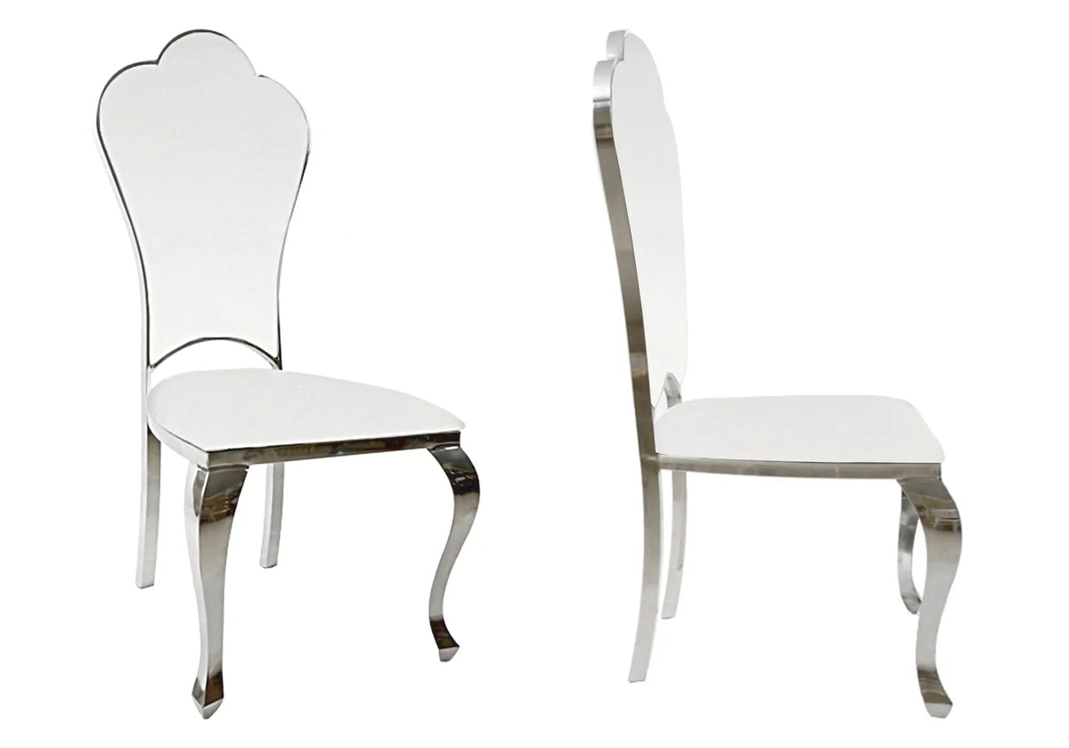 Lot de 4 chaises baroques médaillon simili blanc | Nexa