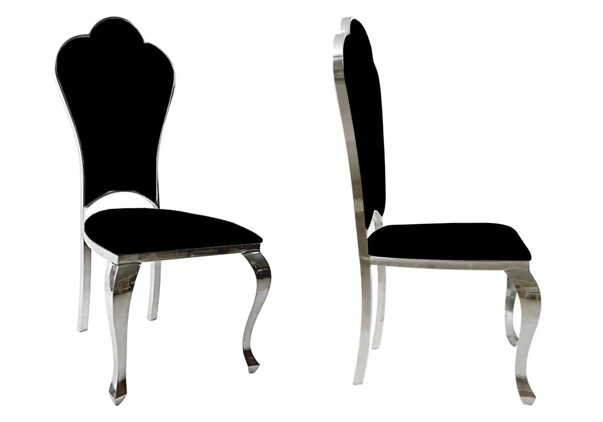 Lot de 4 chaises baroques médaillon simili noir | Nexa