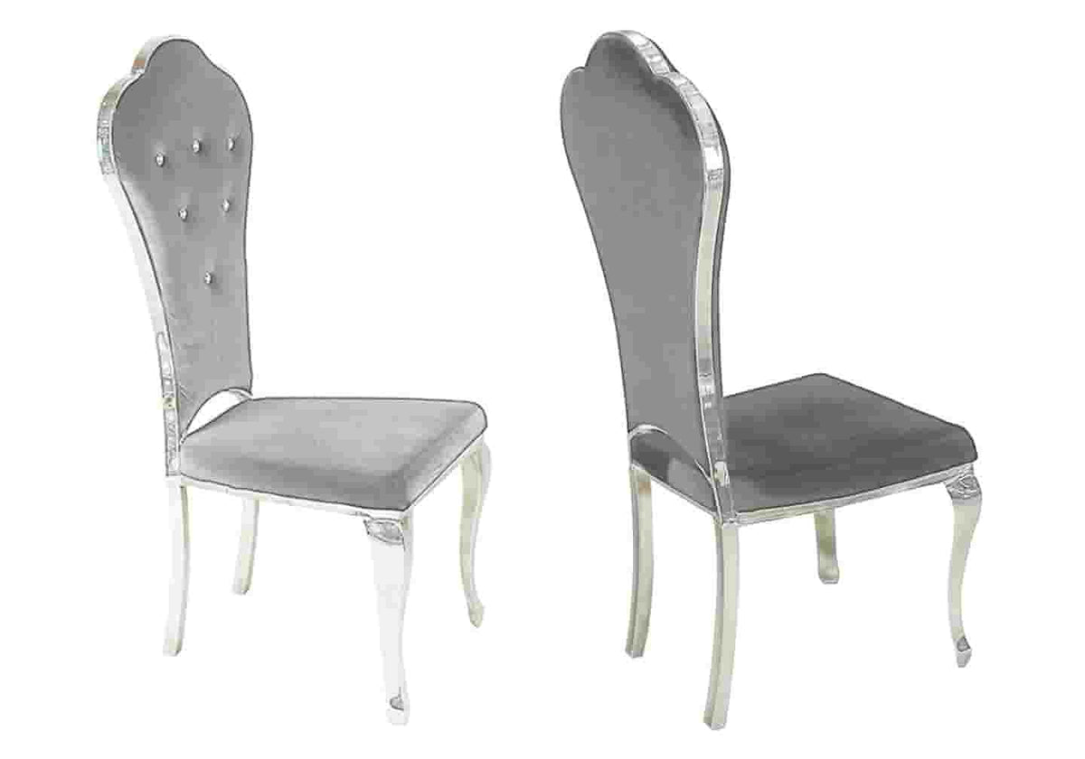 Lot de 4 chaises en gris capitonnées | Ziba