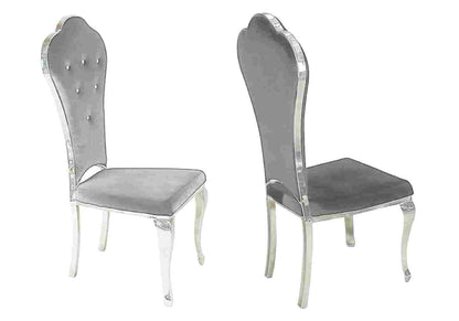 Lot de 4 chaises en gris capitonnées | Ziba