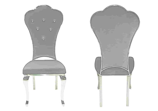 Lot de 4 chaises en gris capitonnées | Ziba