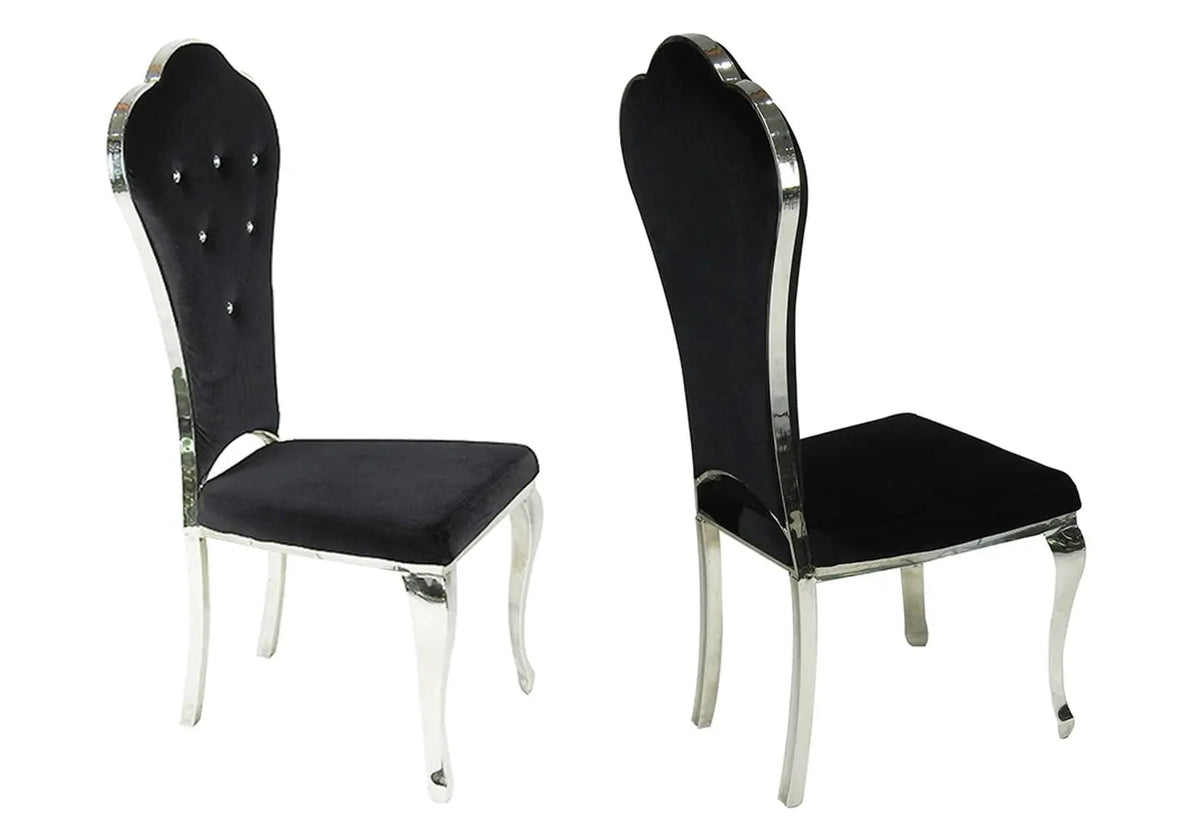 Lot de 4 chaises capitonnées en noir | Ziba