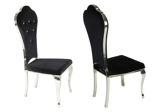 Lot de 4 chaises capitonnées en noir | Ziba