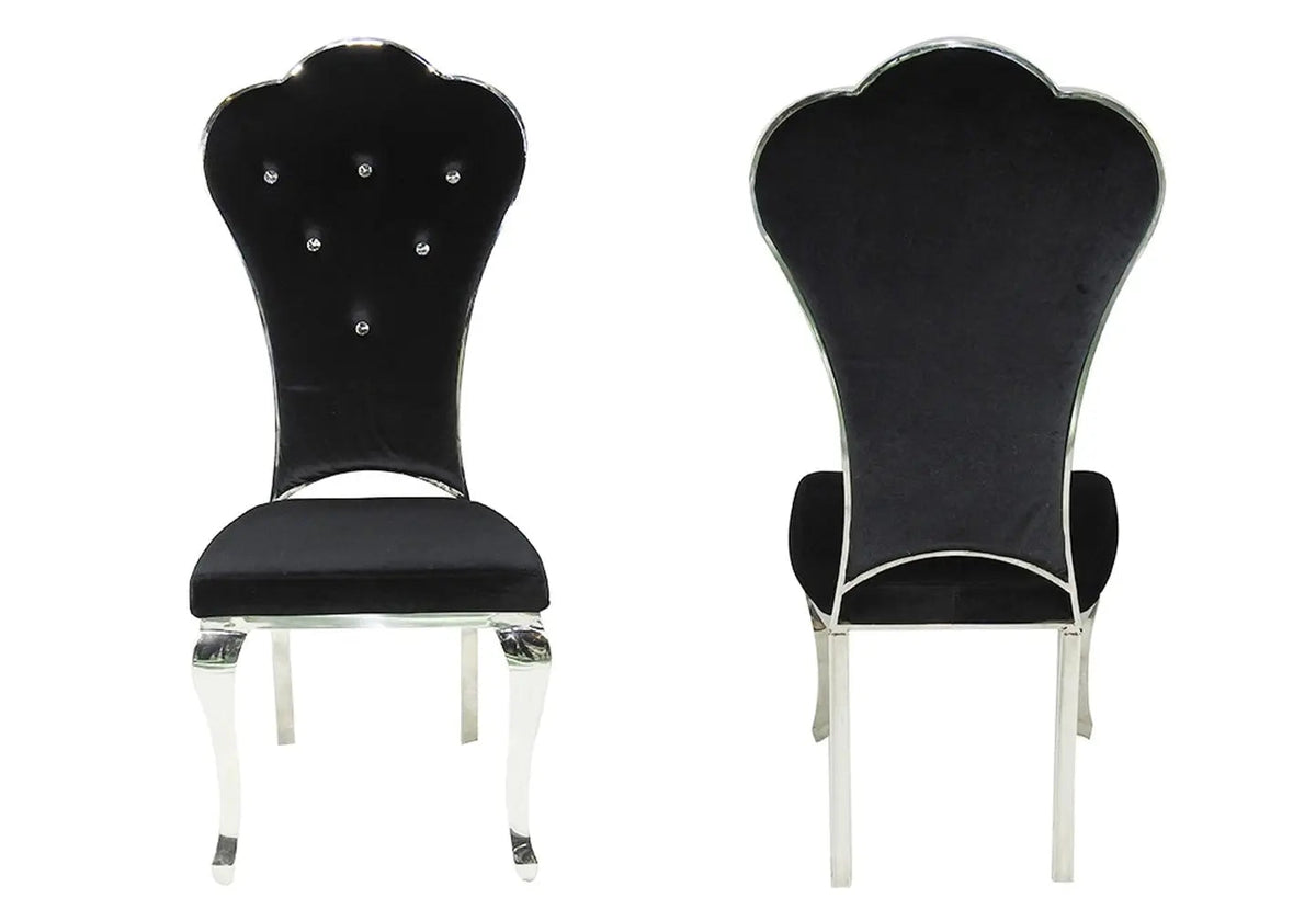 Lot de 4 chaises capitonnées en noir | Ziba