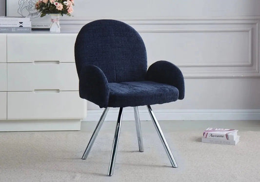 Fauteuils de table en bleu pieds argentés x2 | Zylo